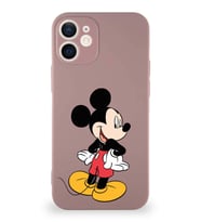 Apple iPhone 12 Mini Soft Premier Kapak Mickey Mouse-D Tasarımlı Silikon Kılıf - Pudra (Şeffaf)