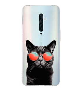 PrintiFy Oppo Reno 2Z  ile Uyumlu 1mm Slim Fit Kedi 3 050d Baskılı Şeffaf  Kılıf