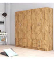 5 Kapılı İki Çekmeceli Geniş Gardrop Çam- GRD0702 (Sarı)