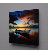 SAHİLDE KAYIK KANVAS TABLO 40x40cm (Karışık)