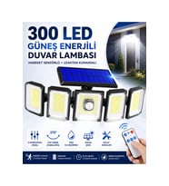 SolarMax 300 LED Güneş Enerjili 5 Panelli Hareket Sensörlü Uzaktan Kumandalı Dış Mekan Duvar Lambası