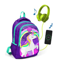 Coral High Kids Üç Bölmeli USB Şarjlı Kulaklık Çıkışlı Sırt Çantası