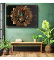 Yatay Kanvas Tablo Hamsa Eli Mandala Tablosu Ev Ofis Duvar Dekoru