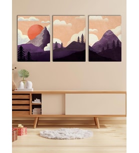 Minimal Manzara Desenli Kanvas Tablo Seti 3 Adet x 40x55cm (Karışık)