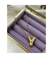 Üç Boyutlu Çelik Y Harfli Balon Gold Renk Kolye (Standart)