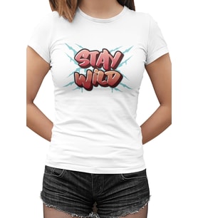Stay Wild Scratch Beyaz Kadın Tshirt