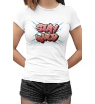 Stay Wild Scratch Beyaz Kadın Tshirt