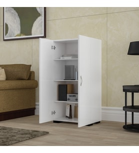 Modilayn 4 Raflı Ofis Dolabı Banyo Dolabı Mutfak Dolabı Çok Amaçlı Dolap Kiler Dolabı (Beyaz)