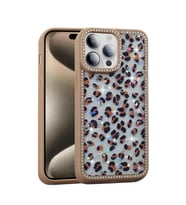 Apple iPhone 14 Pro Uyumlu Kılıf Taşlı ve Simli Tasarım Zore Azra Kapak (Gold)