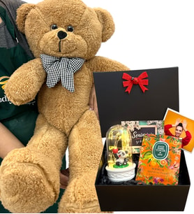 Sizlere Özel Fotoğraflı Hediye Paketi ve Büyük Boy Pembe Peluş Ayıcık - Premium Set (Model 1)
