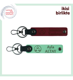 Vatansevere Anlam Yüklü Hediye – Üç Ayyıldızlı, Kişisel İsimli 2’li Anahtarlık Takımı, Bordo-Yeşil