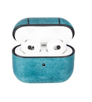 Apple AirPods 3.nesil Uyumlu Deri Kılıf Juni AA32 Mavi