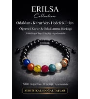 Sertifikalı Öğrenci Bilekliği - Akik Yakut Apatit Jasper Kuvars Obsidyen 8 mm Terahertz Doğal Taş (Çok Renkli)
