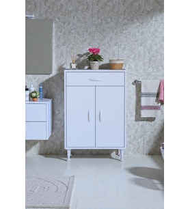 Eliusta Taha 60 cm 3 Bölmeli Beyaz Çok Amaçlı Dolap 2 Raflı Banyo Mutfak Dolabı 60x88x32,5 cm Düzenleyici