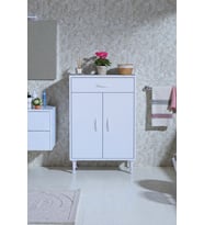 Eliusta Taha 60 cm 3 Bölmeli Beyaz Çok Amaçlı Dolap 2 Raflı Banyo Mutfak Dolabı 60x88x32,5 cm Düzenleyici