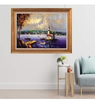 Altın Varaklı  Çerçeveli Paspartulu Tablo ndd986 (Gold)