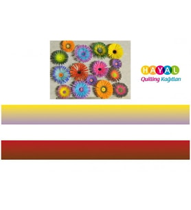 Sarı - Lila / Koyu Kırmızı - Kahverengi Renk Geçişli Quilling Kağıdı