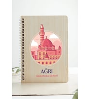 Ağrı İshakpaşa Sarayı Şehir Tasarım Ahşap Kapaklı Defter Kraf Kağıt Özel Tasarım (Akçaağaç Rengi )