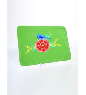 Dikdörtgen Tepsi Yeşil Kuşlu (22X33 Cm)