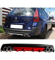 Renault Megane 2 SW Kırmızı Difüzör Çiftli Yuvarlak Egzoz Görünümlü D Tip Difizör 2002 - 2009