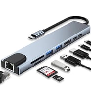 Type C Girişli 8 Port Dönüştürücü Ve Çoklayıcı (Çok Renkli)