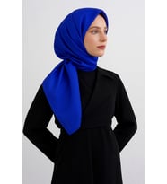 Armine Saks Mavisi Düz Renk Sura İpek Eşarp 10D02 - 153