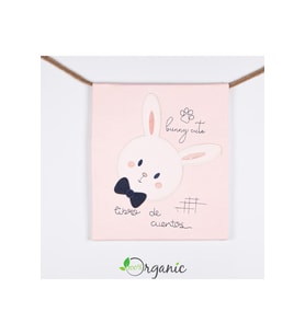 Kız Bebek Tavşan Nakışlı 90x80 Cm Çift Kat Pamuklu Penye Bebek Battaniyesi