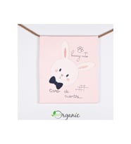 Kız Bebek Tavşan Nakışlı 90x80 Cm Çift Kat Pamuklu Penye Bebek Battaniyesi