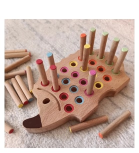Kikadu Montessori Ahşap Tak Çıkar Kirpi Rengarenk