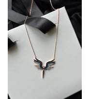 925 Gümüş Firuze Taşlı Rose Gold Melek Kolye