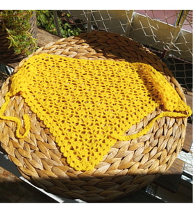 El Yapımı Tığ Örgü Saç Bandı _ Bandana (Sarı)