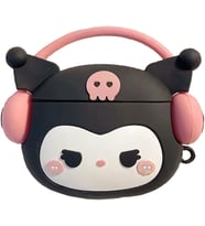 Samsung Galaxy Buds 3 Pro Kılıf Cartoon Figürlü Silikon Crtn-Fgr-Krm [Galaxy Buds 3 Pro ile Uyumlu Kılıf - Siyah - Pembe]
