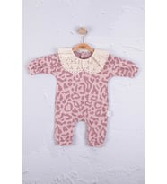 Leopar Dama Desenli % 100 Pamuk Kız Bebek Tulum