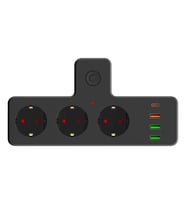 Grup Priz Termal Akım Korumalı 3 Adet Soket,3 Adet USB ve 1 Adet Type-C Girişli 20w Priz Model 3397