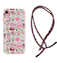 Apple iPhone 5 6 7 8 Plus Se XR Kılıf Boyun Asklı Rasta Silikon Donut Flamingo 1415