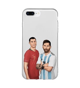 Iphone 7 Plus ve 8 Plus Uyumlu Cristiano Ronaldo & Lionel Messi Tasarımlı Şeffaf Telefon Kılıfı