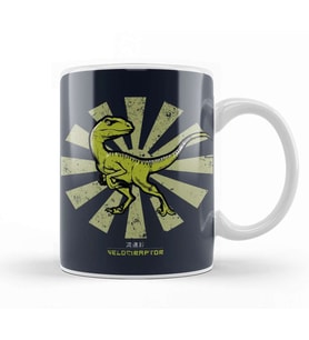 Velociraptor Retro Japanese Kupa Bardak Porselen