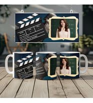 Kişiye Özel Film Klaketi Kişiye Özel İsimli ve Tarihli Kupa Bardak, 330ml, Beyaz (Doğal Beyaz)
