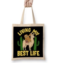 Living My Best Life Adorable Sloth Riding Llama Bez Çanta Uzun Saplı
