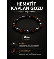 Faset Kesim Hematit Kaplan Gözü Doğal Taş Bileklik 8 mm Osmanlı Doğal Taş