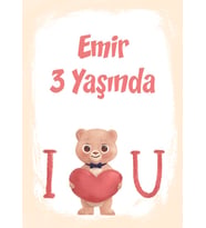 I love You Ayı Temalı Doğum Günü Afişi 100x150 cm