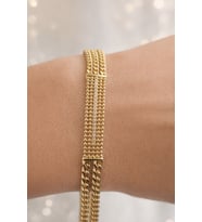 Xuping 14 Ayar Renginde Kadın Gold Çelik Zincir Bileklik Taşlı Şık Modern Tasarım (Altın)