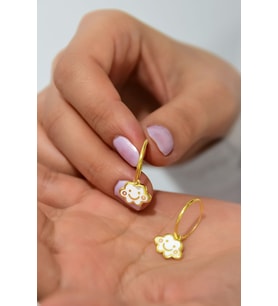 Papatya Silver 925 Ayar Gümüş Gold Kaplama Mineli Pamuk Bulut Küpe