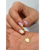Papatya Silver 925 Ayar Gümüş Gold Kaplama Mineli Pamuk Bulut Küpe
