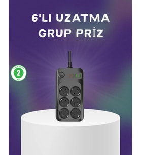 6 Prizli Çoklu Uzatma Kablosu Usb Type-c Hızlı Şarj Termal Koruma