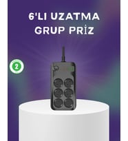 6 Prizli Çoklu Uzatma Kablosu Usb Type-c Hızlı Şarj Termal Koruma