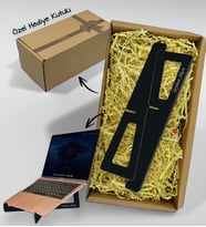 BK Gift Hediye Kutulu Taşınabilir Siyah Ahşap Notebook Laptop Standı