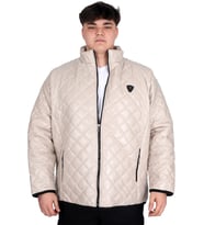 Mode XL Büyük Beden Erkek Dik Yaka Kapitone Mont U24615 Bej