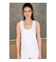 Arias Closet Pamuklu Ribana Geniş Askılı Uzun Atlet (Beyaz)