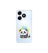 Tecno Spark 10 4G ile Uyumlu Splash Panda Tasarımlı Şeffaf Silikon Kılıf